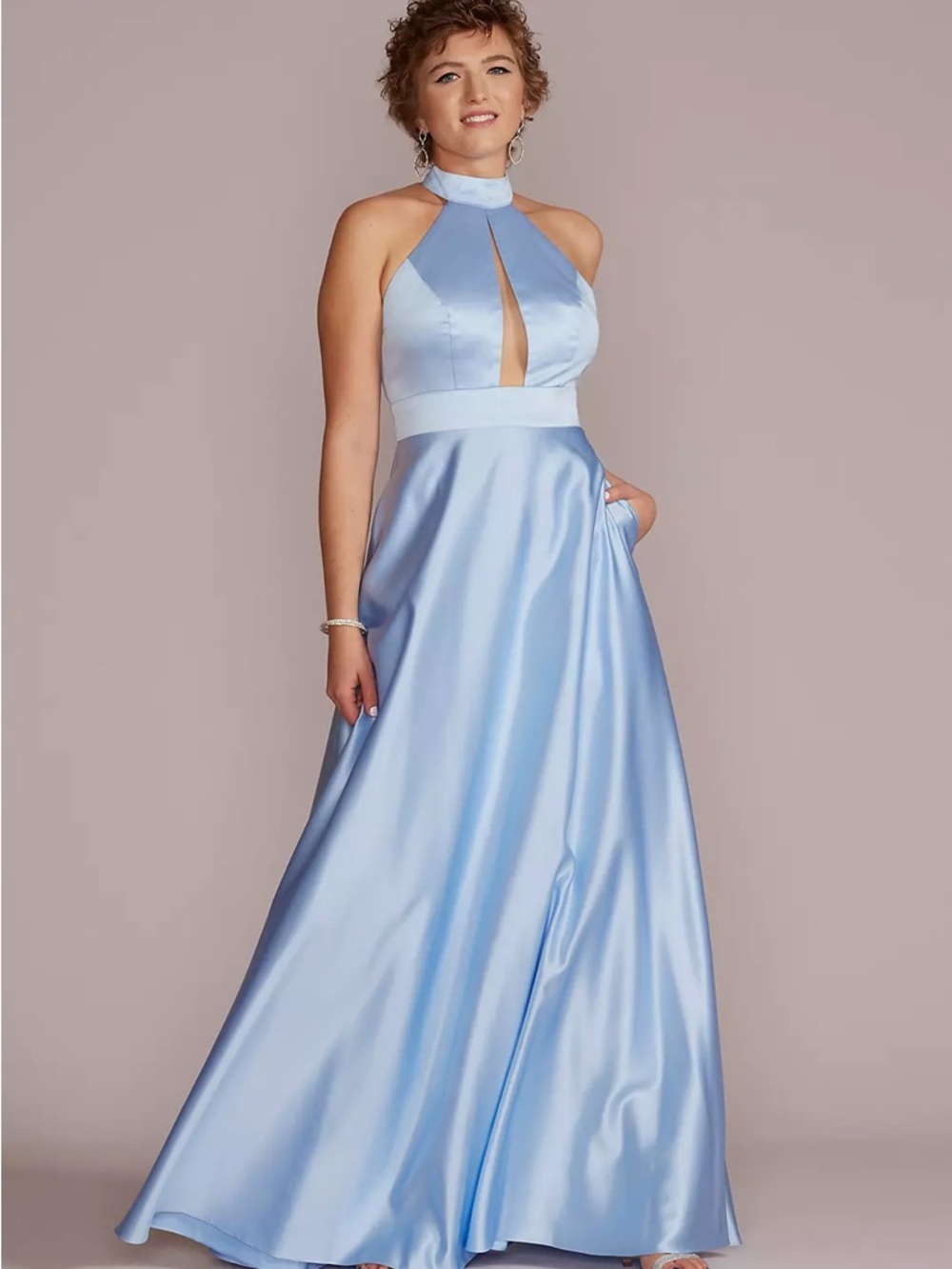 Satin Halter prom/ bridesmaid dress